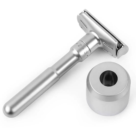 Men's Adjustable Double Edge Safety Razor + 5 Titanium Blades Safety Razor Peaceful Pleasures Health and Wellness