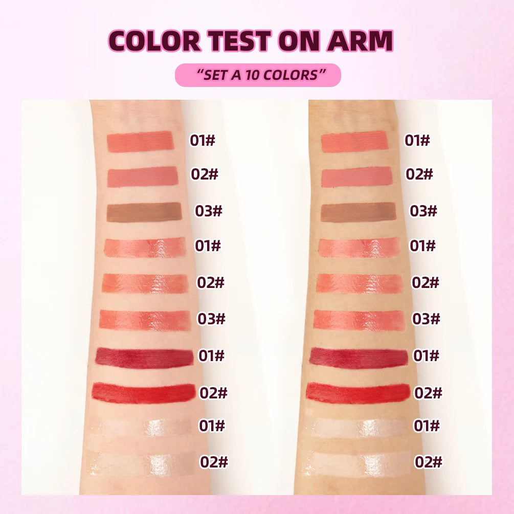 QIBEST 10 PCS Moisturizing Lip Gloss Sets Transparent Lip Oil Hydrating Lip Glaze Lip Plumper Matte Liquid Lipstick Makeup Kits Peaceful Pleasures Health and Wellness