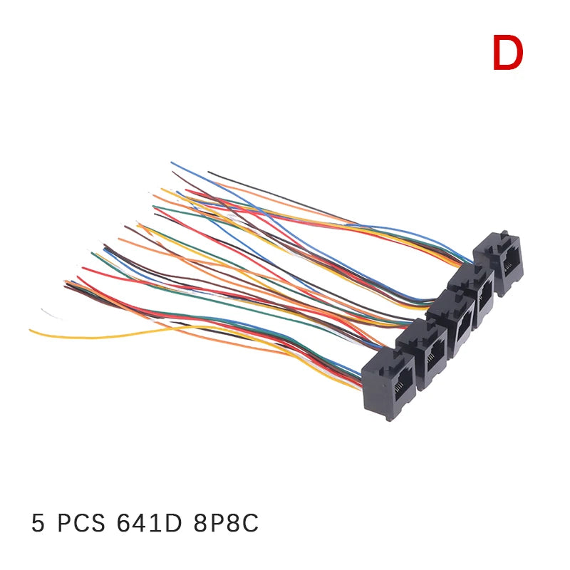 RJ11 RJ12 RJ45 Female Socket Wall Plate 15cm Cable – 5 Pack