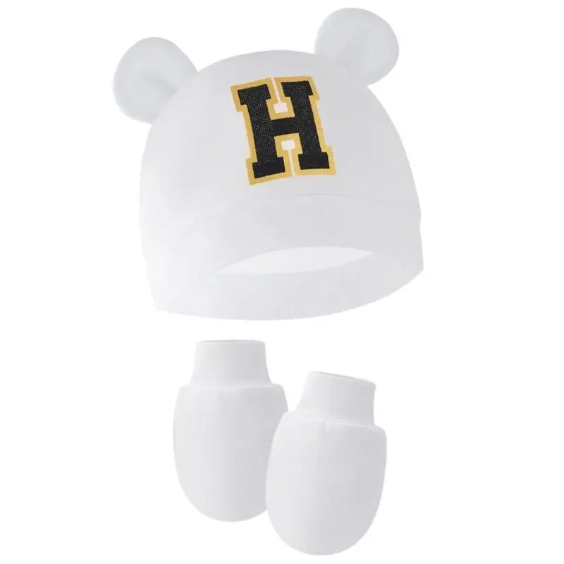 Newborn Hat & Mittens Set | Breathable Cotton, 0–3 Months Newborn Hat & Mittens Set Peaceful Pleasures Health and Wellness Letter H China Mainland