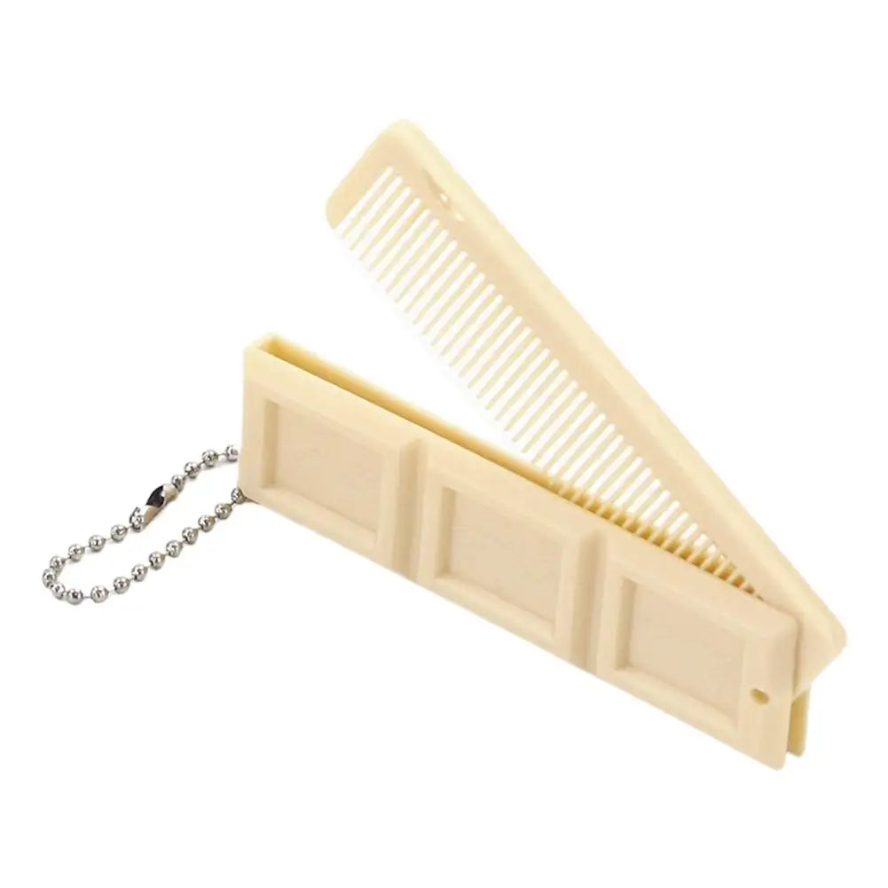 2-in-1 Chocolate Folding Comb with Mirror | Travel Hair Comb