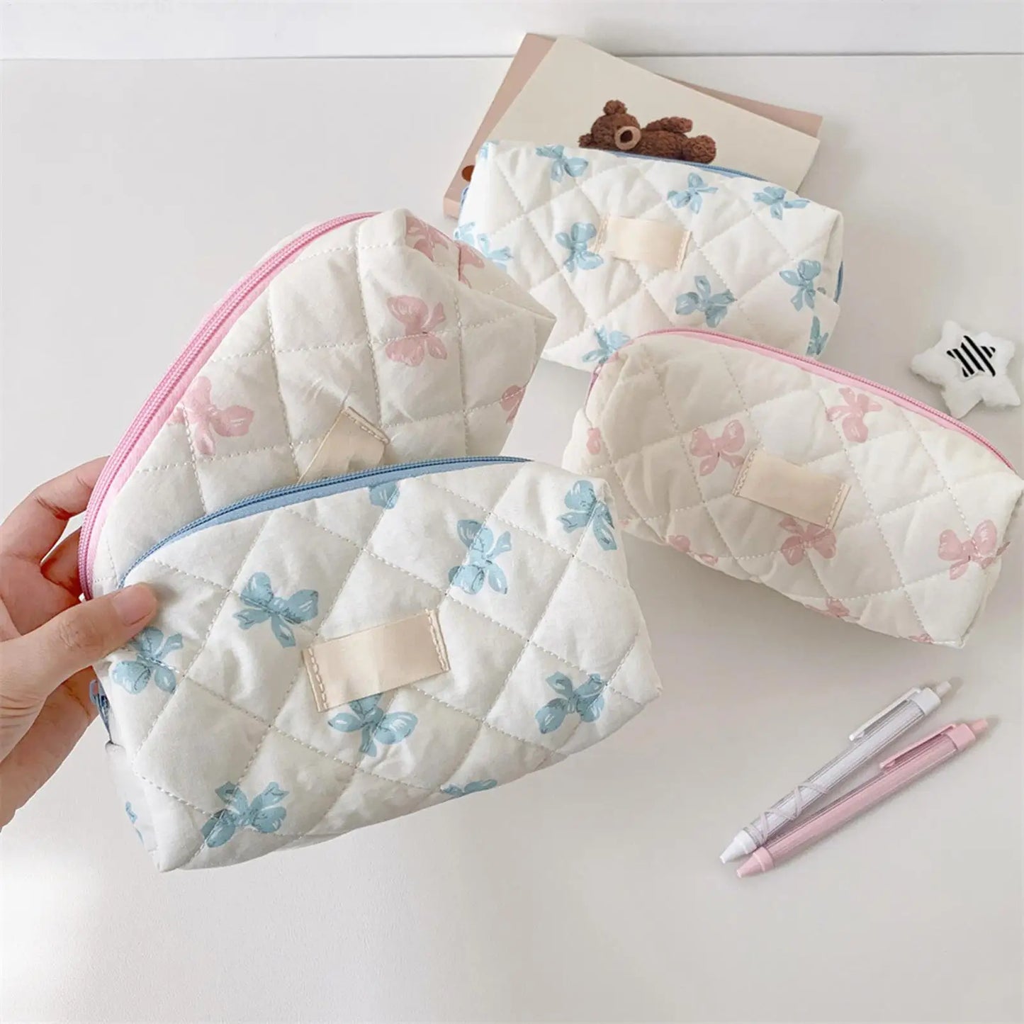 Large Bow Print Pencil Case & Makeup Organizer Bag
