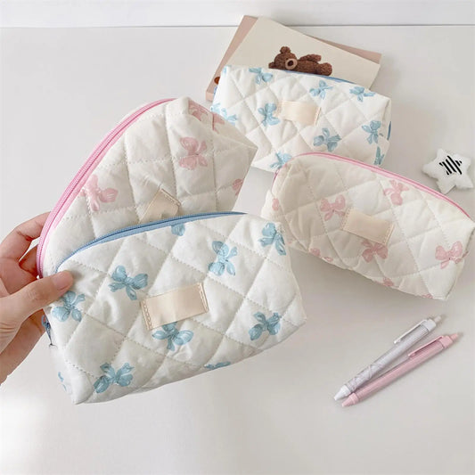 Large Bow Print Pencil Case & Makeup Organizer Bag Pencil & Makeup Pouch Oasis Select