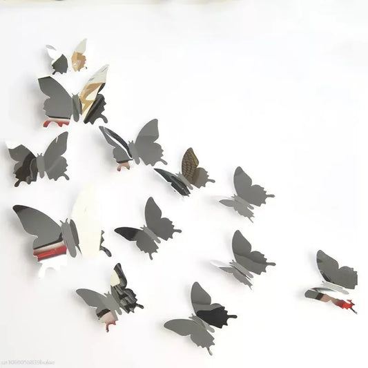 12pcs 3D Butterfly Mirror Wall Stickers Removable DIY Wall Art for Party Wedding Decor Home Decorations Craft Supplies stickers Peaceful Pleasures Health and Wellness