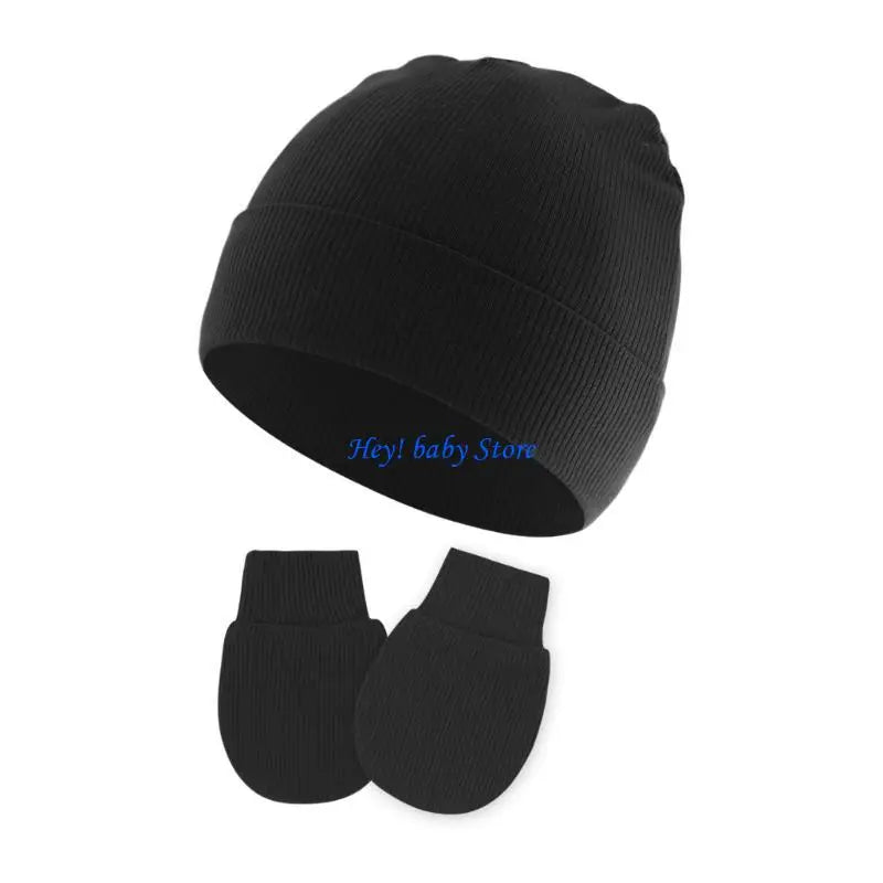 Newborn Baby Bonnet Hat & Anti-Scratch Mittens Set | Cotton