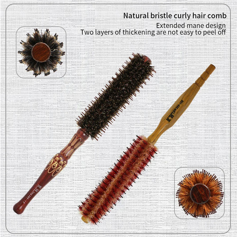Wooden Round Hair Brush – Anti-Static Boar Bristle Styling Tool