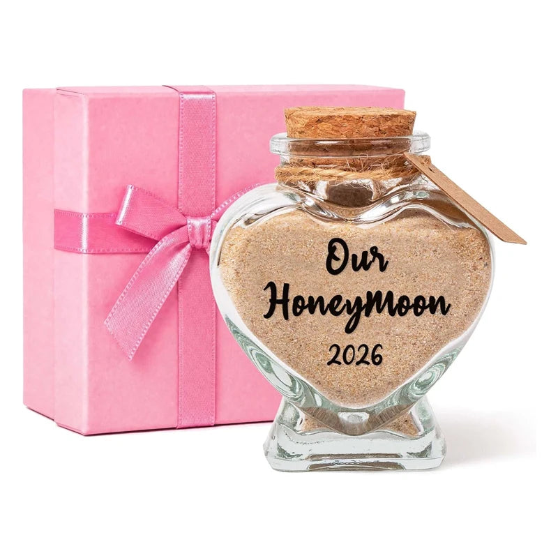Honeymoon Heart Glass Sand Jar | Wedding Keepsake Pink Gift Wedding Keepsake Jar Peaceful Pleasures Health and Wellness B 2.8 X 2.4 X 1.6 inch