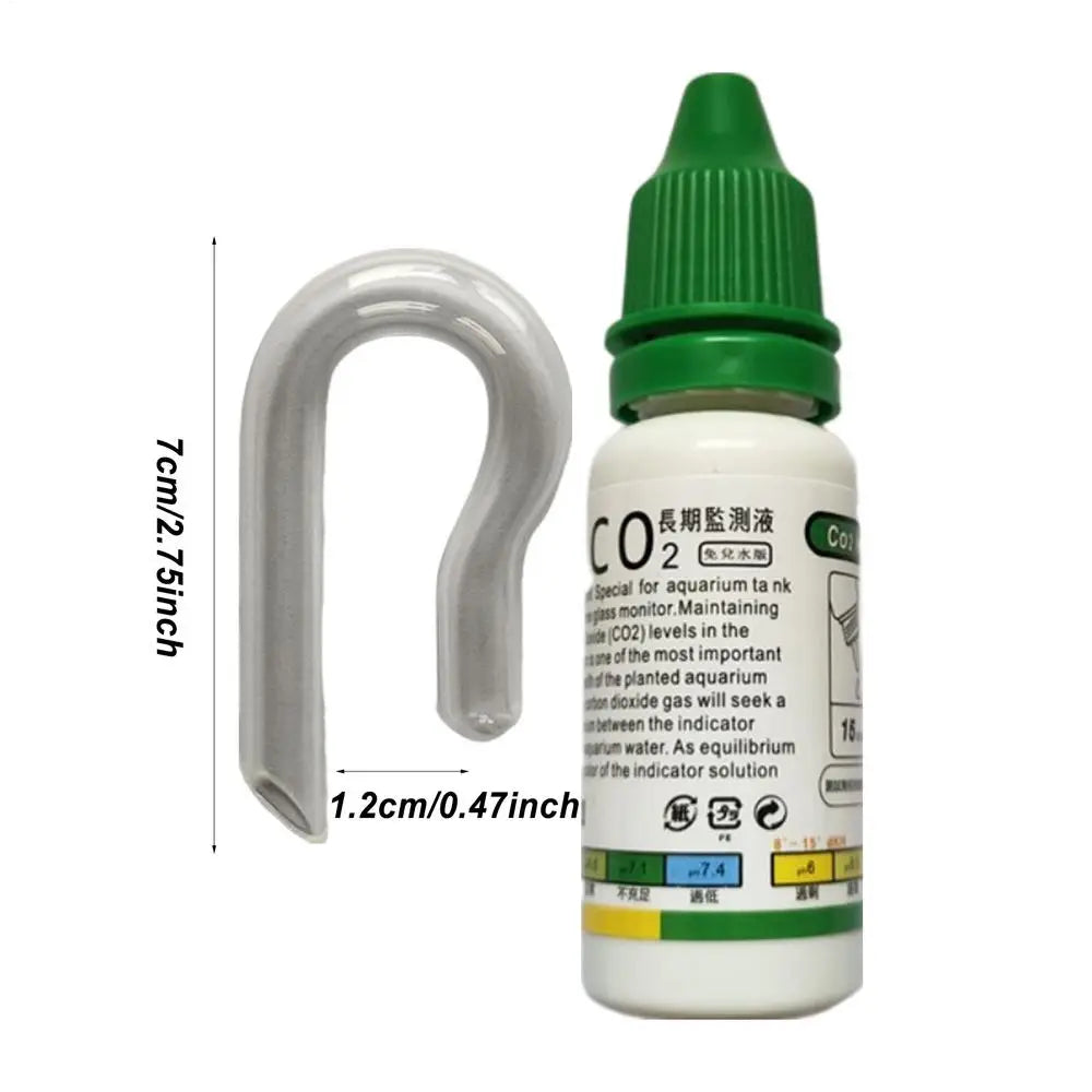 CO2 Indicator Drop Checker Solution Long Term Monitor Test Fish Tank Glass Aquatic Co2 Tester for Fish Tank Aquariums Peaceful Pleasures Health and Wellness hook shape