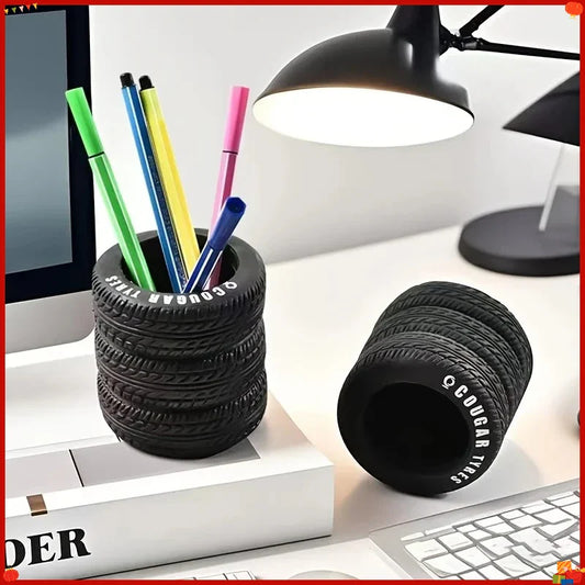 Car Tire Shaped Pen Holder – Novelty Desk Organizer & Pencil Cup Novelty Pen Holder Oasis Select