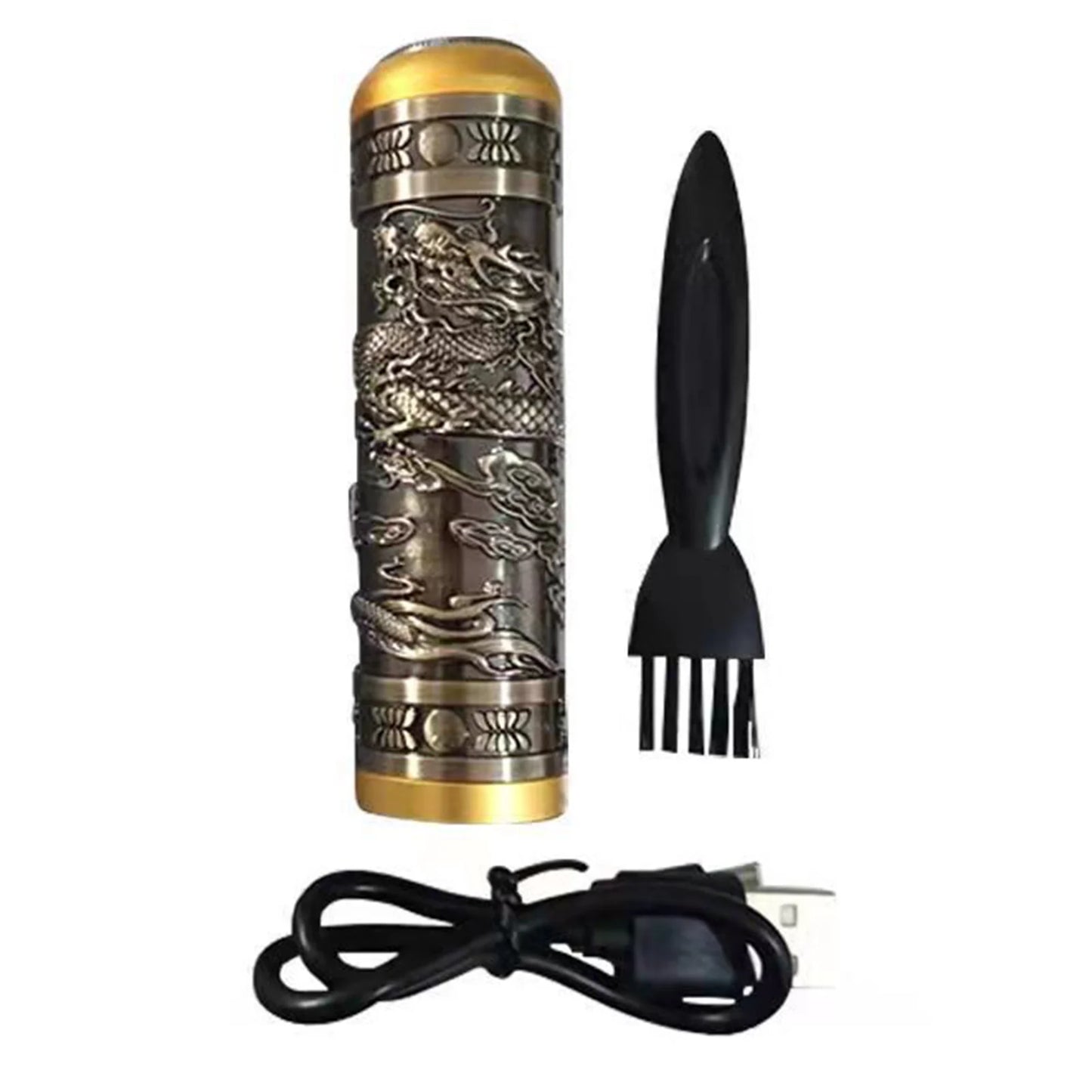 Convenient Electric Mini Shaver Long Battery Life Washable Men's Shaver Suitable for Home Car Travel Peaceful Pleasures Health and Wellness Bronze Dragon