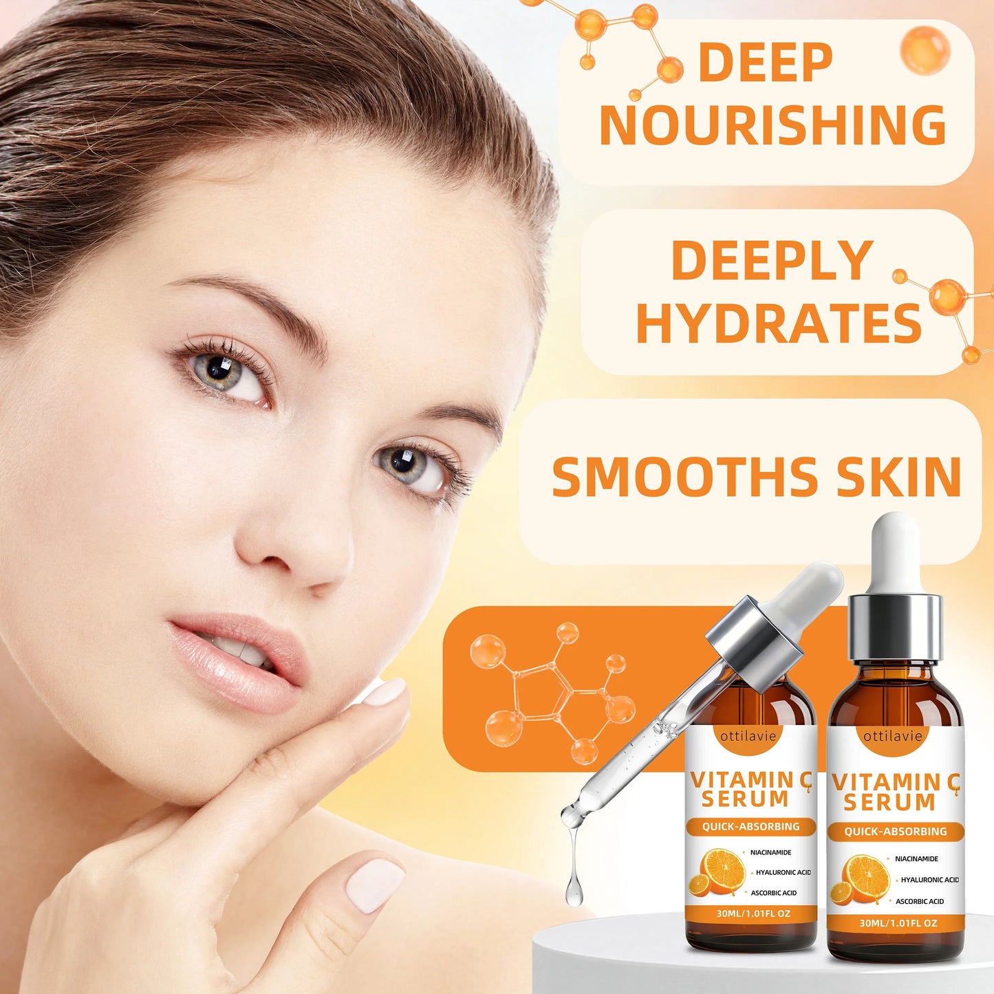 Ottilavie Vitamin C Face Serum 2-Pack – Firming & Moisturizing