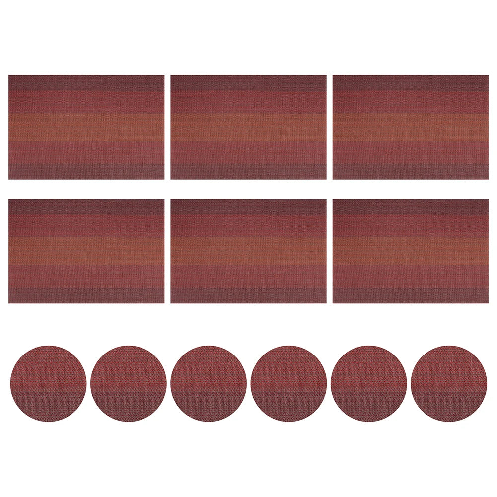 12/13pc Set Placemats Table Place Mats with Coasters Premium Heat Resistant Washable Tableware Christmas Dining Table Mats Peaceful Pleasures Health and Wellness 12pcs Red 1 Set