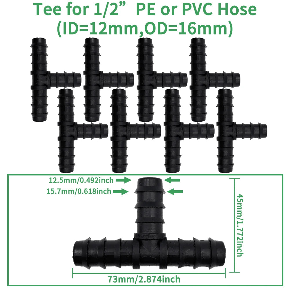 34Pcs 1/2" Drip Irrigation Fittings Kit Straight Tee Elbow Plug For 1/2 Inch 16mm Tubing Garden Watering Hose Connect Peaceful Pleasures Health and Wellness