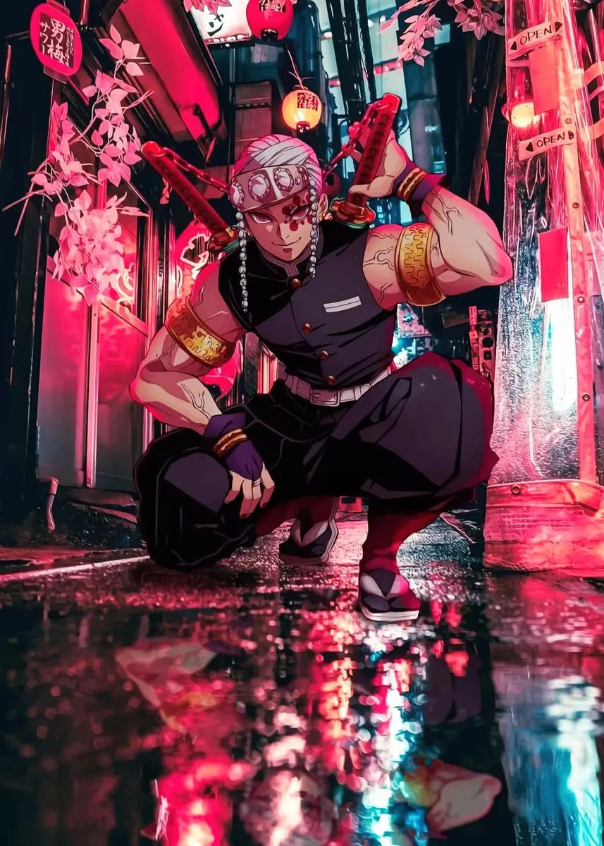 Demon Slayer Canvas Wall Art | Anime Drip Print Home Decor