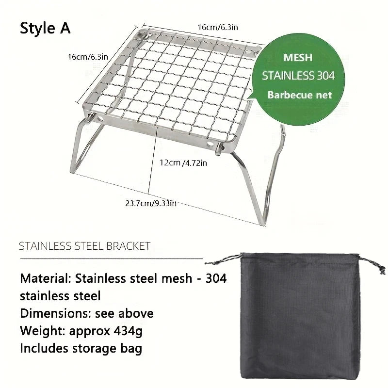 Folding Campfire Grill Grate | Portable Stainless Steel Camp Stand Campfire Grill Grate Peaceful Pleasures Health and Wellness A