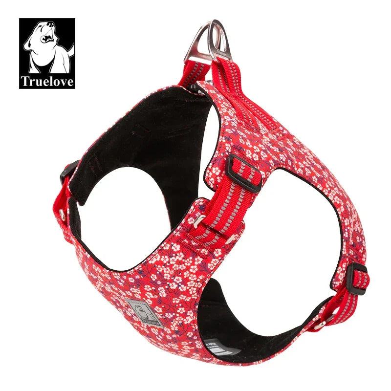 Truelove Pet Harness Floral Floral Doggy Harness Dog Vest Type Dog Walking Chain Small Medium Puppy Cat Printed Cotton TLH1912 Peaceful Pleasures Health and Wellness POPPY RED XS China Mainland