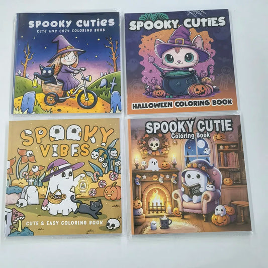 Halloween Spooky Cute Coloring Book Stress Relief Art Kids Adults Peaceful Pleasures Health and Wellness