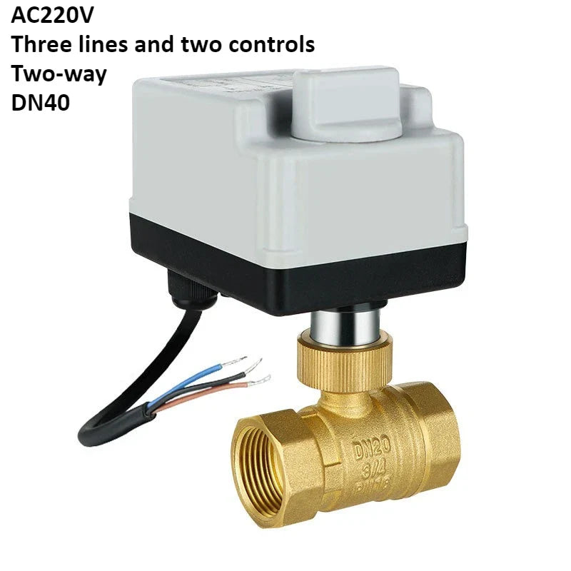 Brass Electric Ball Valve AC220V Waterproof Bidirectional T/L Type