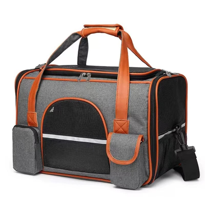 Anti Collapse Pet Carrier Bag with Multiple Storage Pockets Travel Handbag for Dog Cat Puppy Rabbits Small Pets Peaceful Pleasures Health and Wellness Dark-Grey- L(L)