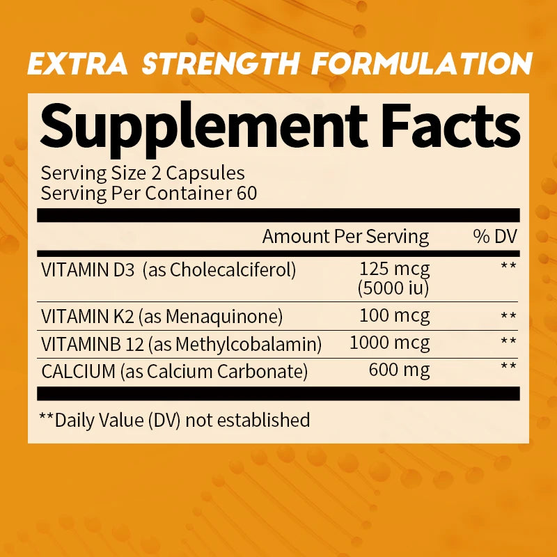 Calcium Supplement with Vitamin K2, D3 & B12 – Bone & Joint Support Dietary Supplement Peaceful Pleasures Health and Wellness