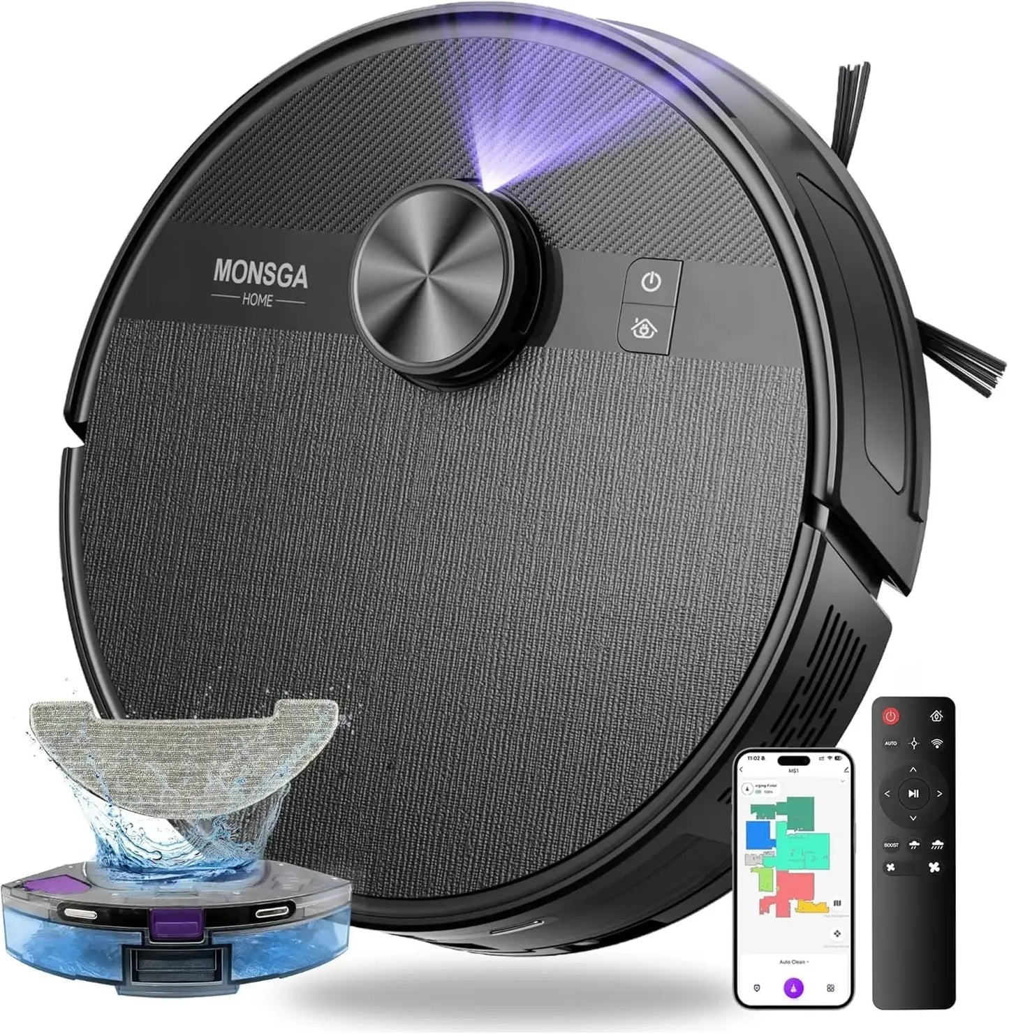 Robot Vacuum Mop Combo with Lidar Navigation, 7000Pa Suction, 180min Runtime, App Control for Hard Floors and Carpets Peaceful Pleasures Health and Wellness United States