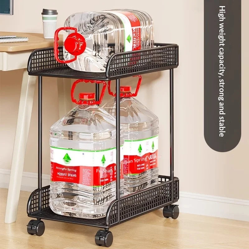 Versatile Sturdy Heavy Duty Mobile Rolling Computer Tower Stand with Wheels Double Layer Shelf for Home Office Desk Peaceful Pleasures Health and Wellness
