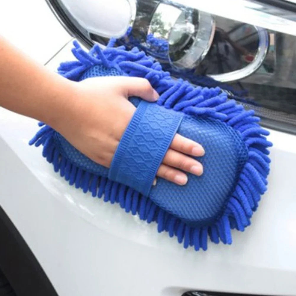 1 Pc Blue Microfiber Chenille Car Wash Sponge Care Washing Brush Pad Cleaning Tool Auto Washing Towel Gloves Styling Accessories Peaceful Pleasures Health and Wellness