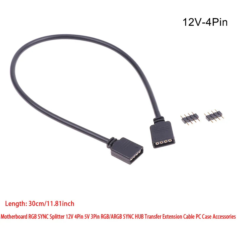 DC 5521 to 4-Pin PWM 2-Way PC Fan Power Adapter Cable 12V