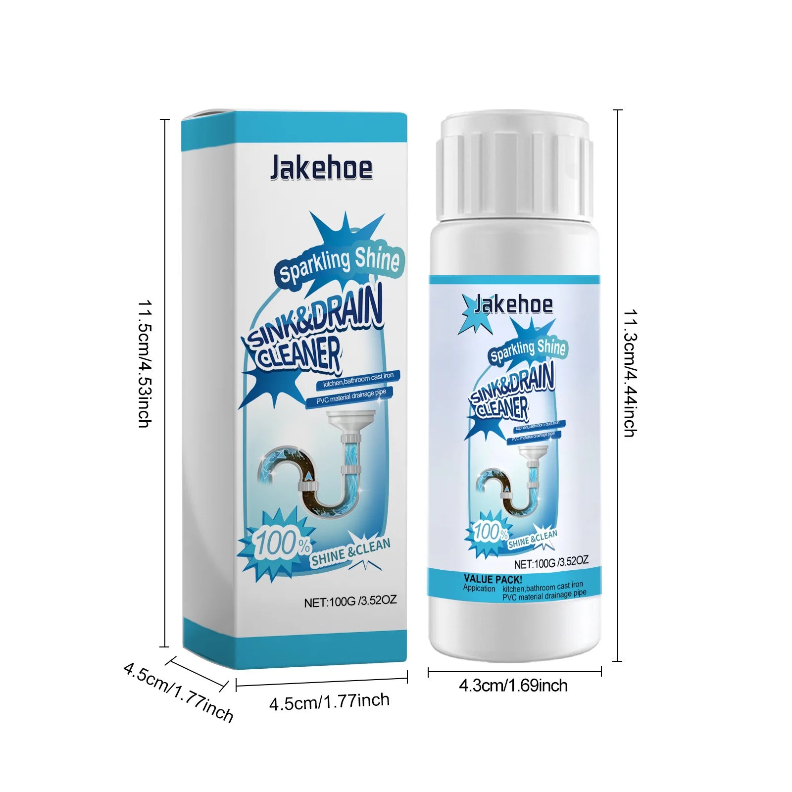 JAKEHOE Pipe Dredging Agent – Unclogs Drains & Removes Odors Drain Cleaner Peaceful Pleasures Health and Wellness 100g boxed
