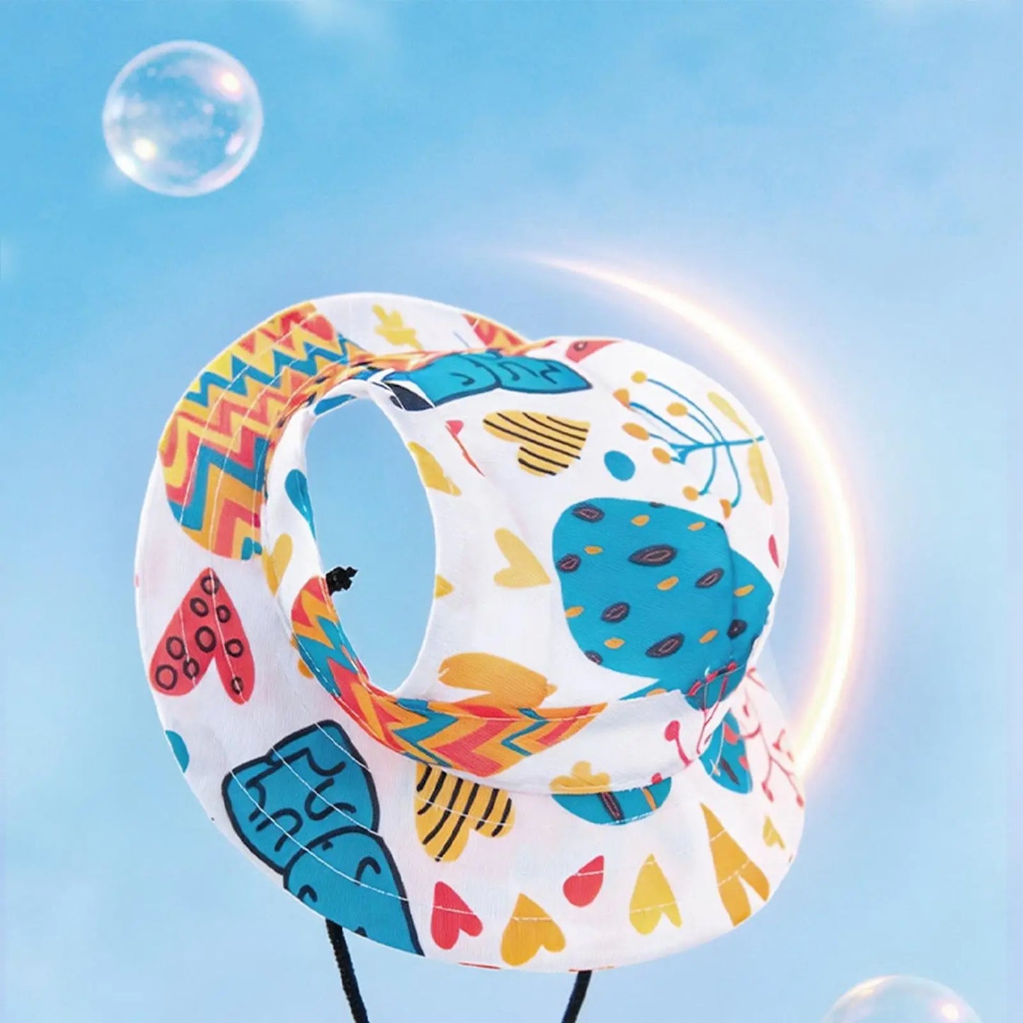 Pet Sun Hat For Cats & Dogs, Round Brim With Ear Holes Adjustable Breathable Sun Caps For Camping Beach Photography, Holidays Peaceful Pleasures Health and Wellness