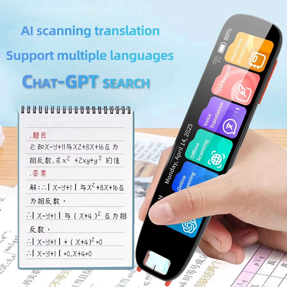 Multifunction Dictionary Pen TYPE-C Charging Offline Translation Pen 4.18 In Touch Screen Assistive Reading Pen for Home Office Peaceful Pleasures Health and Wellness