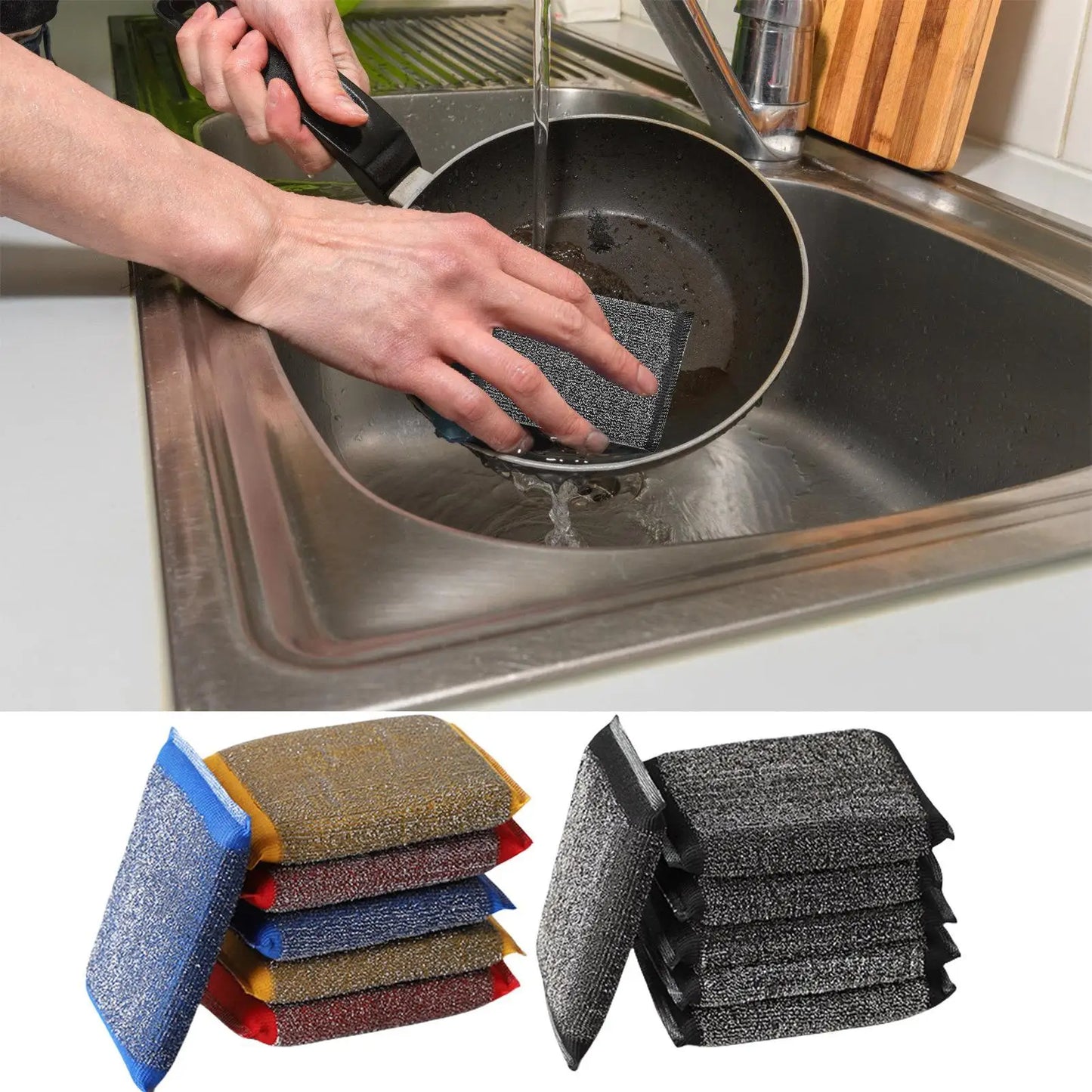 6-Pack Scratch-Free Dishwashing Sponge Scrubbers – Kitchen Cleaning