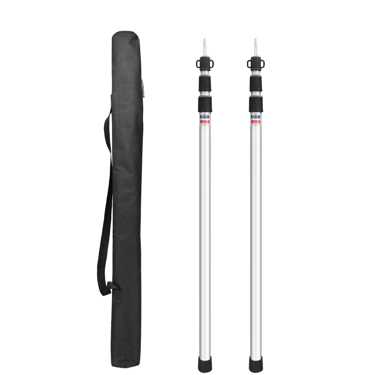 2.3M Aluminum Alloy Adjustable Camping Tarp Poles Telescoping Portable Adjustable Tent Poles for Beach Camping Shelter Awning Peaceful Pleasures Health and Wellness sliver