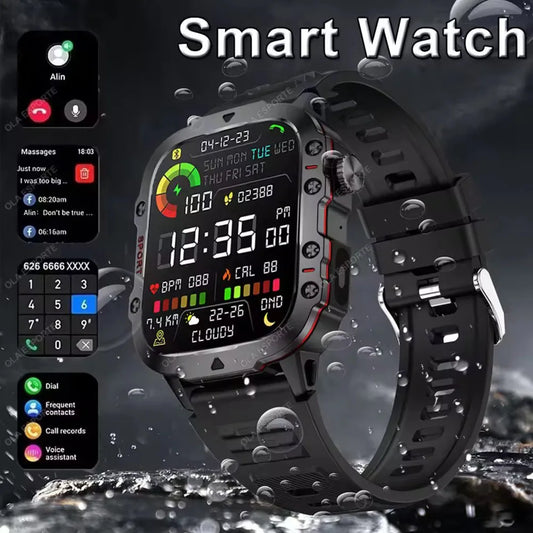 2025 Rugged Military GPS Smart Watch Men's Outdoor Watch 1.44" HD Touch Screen Voice Bluetooth Call Flashlight Smartwatch Men Peaceful Pleasures Health and Wellness