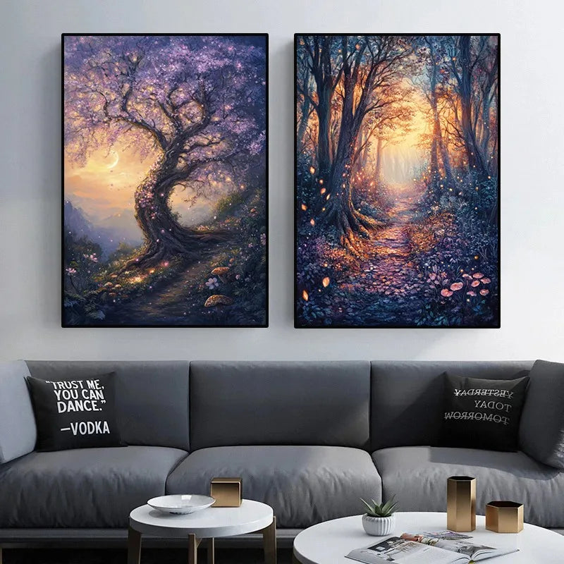 Fairy Enchanted Woodland Canvas Wall Art | Fantasy Forest Poster Canvas Wall Art Peaceful Pleasures Health and Wellness