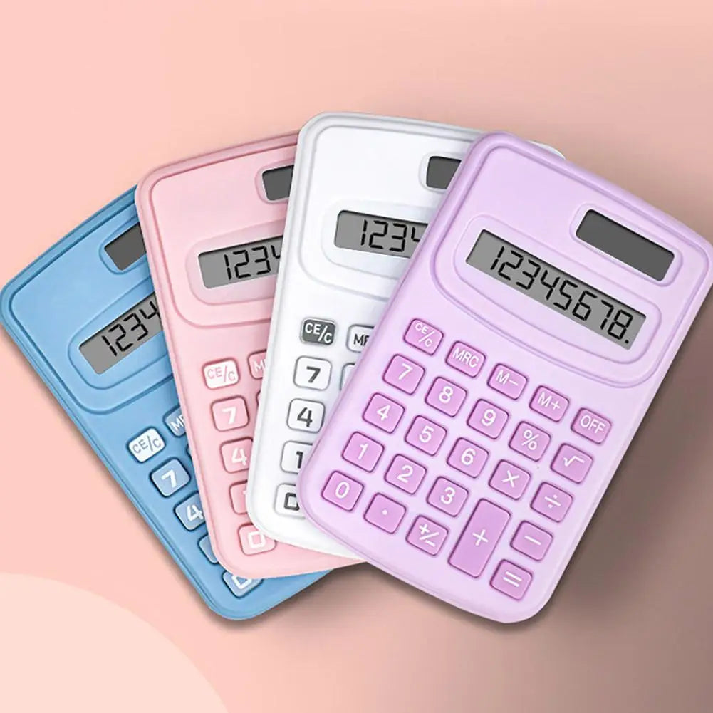 Portable Calculator Cute 8 Digits LCD Electronic Kids Home Office Primary School Calculator Teaching Supplies Peaceful Pleasures Health and Wellness