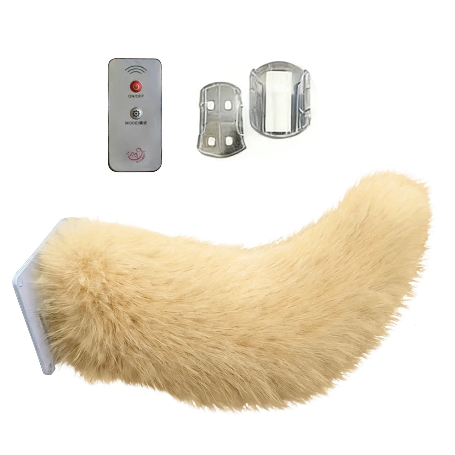 Electric Fluffy Tail For Car Decoration Sound/Remote Control Dynamic Plush Animal Tail With Buckle USB Rechargeable Accessory Peaceful Pleasures Health and Wellness Yellow