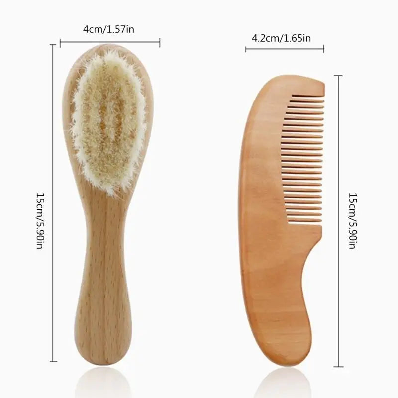 Baby Hair Brush & Comb Set | Soft Goat Bristle Wooden Grooming