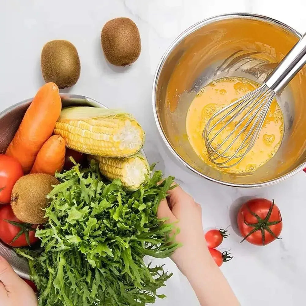 Stainless Steel Mixing Bowl with Lid – Non-Slip Silicone Bottom Salad & Egg Beating Bowl for Kitchen