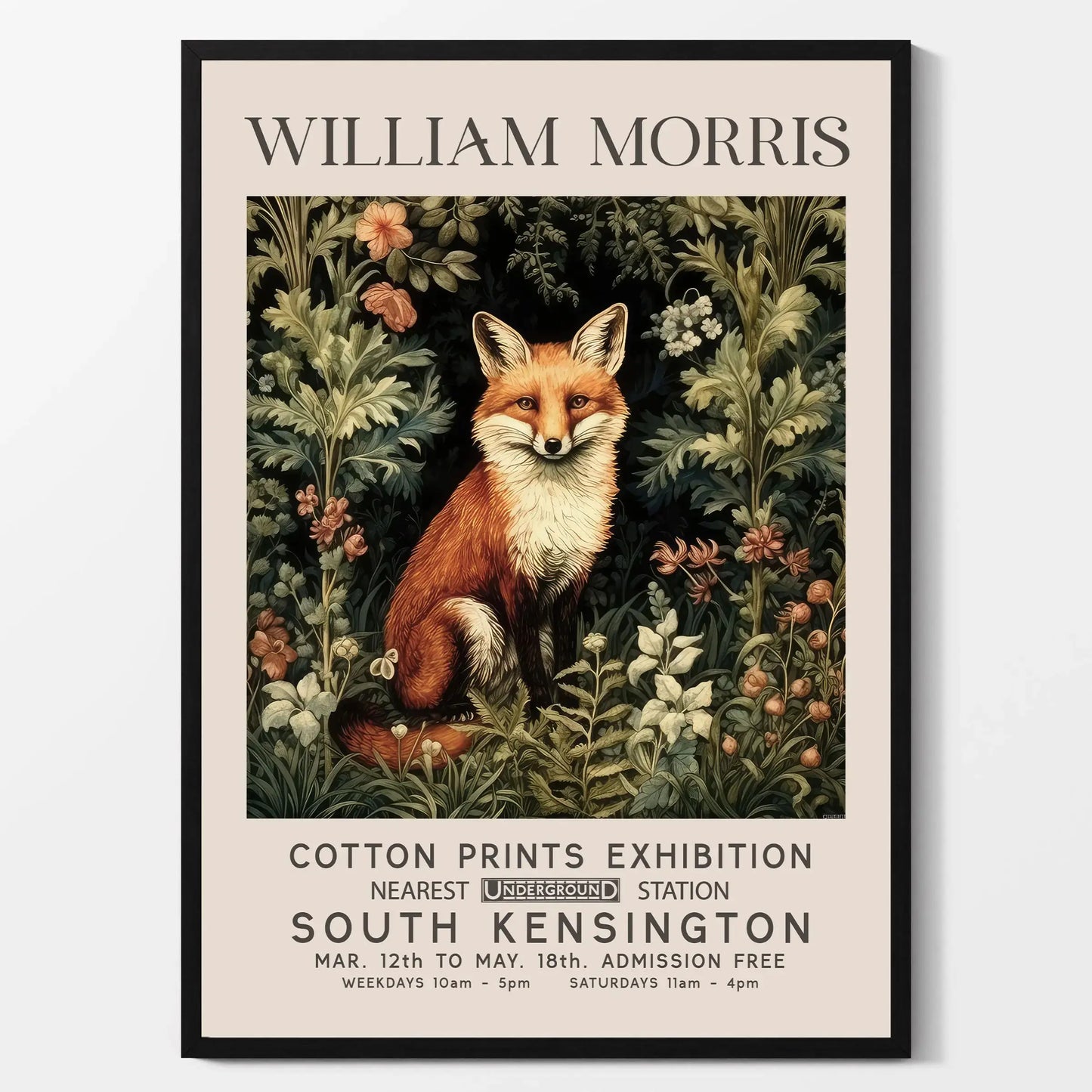 William Morris Canvas Wall Art – Fox Owl Peacock Botanical Print