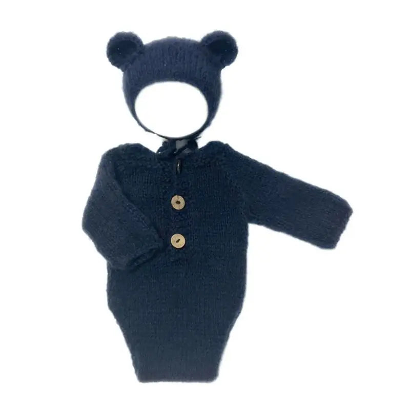 Baby Bear Newborn Photo Prop Set – Soft Romper & Hat 0–6M