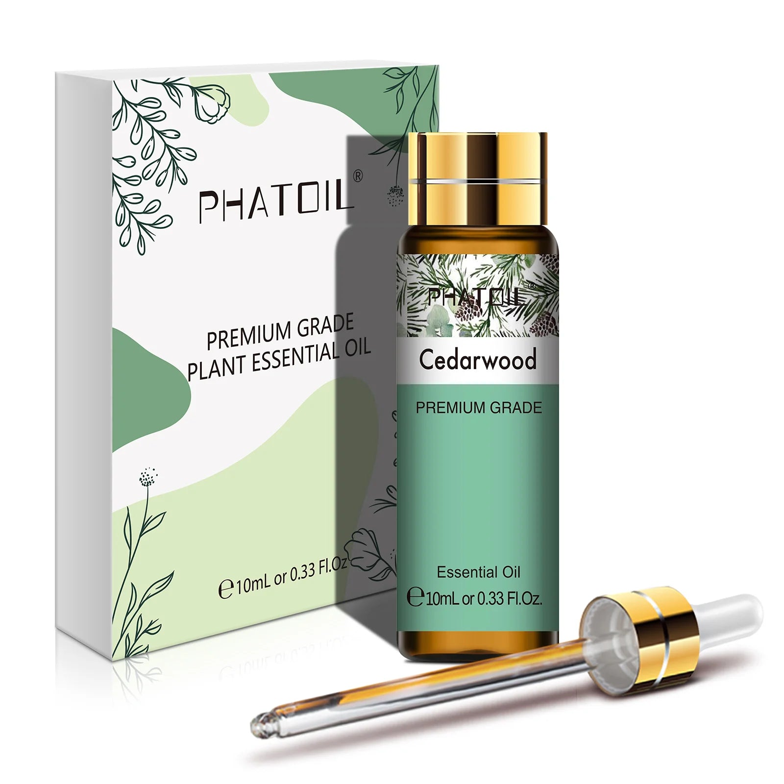 PHATOIL 1PCS Cedarwood Essential Oil 10ml/30ml/100ml - Pure Natural for Aromatherapy,Diffuser,Massage,Candle Making, Hair Care Peaceful Pleasures Health and Wellness