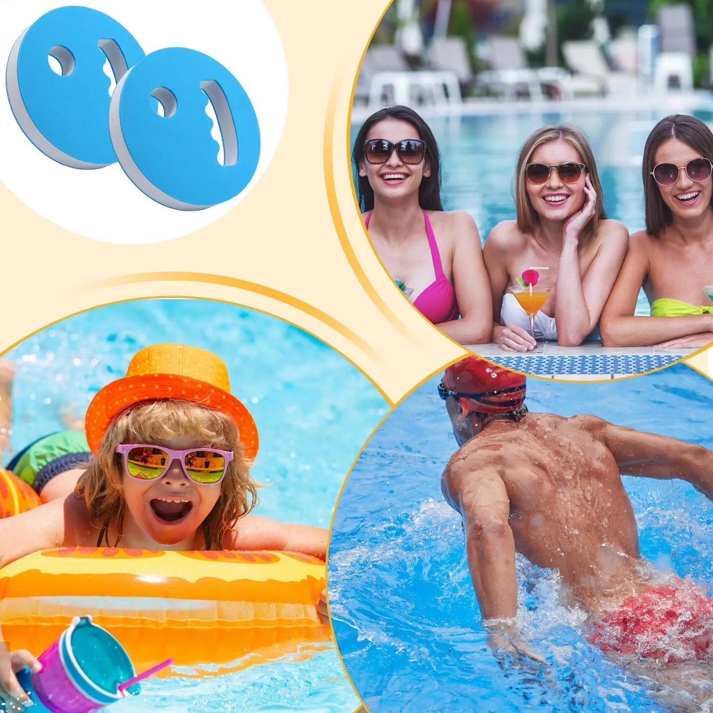 2-Pack EVA Foam Water Exercise Discs | Aqua Fitness Hand Paddles