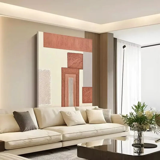 Modern Abstract Handmade Oil Painting, Abstract Geometry, Living Room Decoration, Corridor, Sofa Background, Hanging Painting Peaceful Pleasures Health and Wellness No frame 50cmx60cm