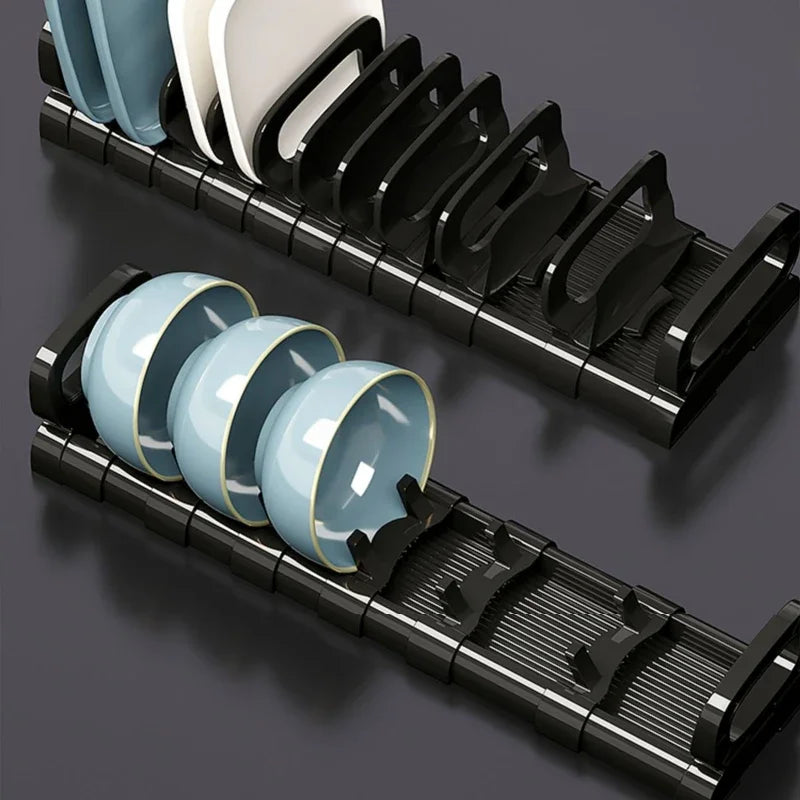 Kitchen Cabinet Dish Storage Rack Drawer Built-in Dish Drain Rack Plate Divider Storage Rack Kitchen Accessories Organizer Peaceful Pleasures Health and Wellness Disk rack