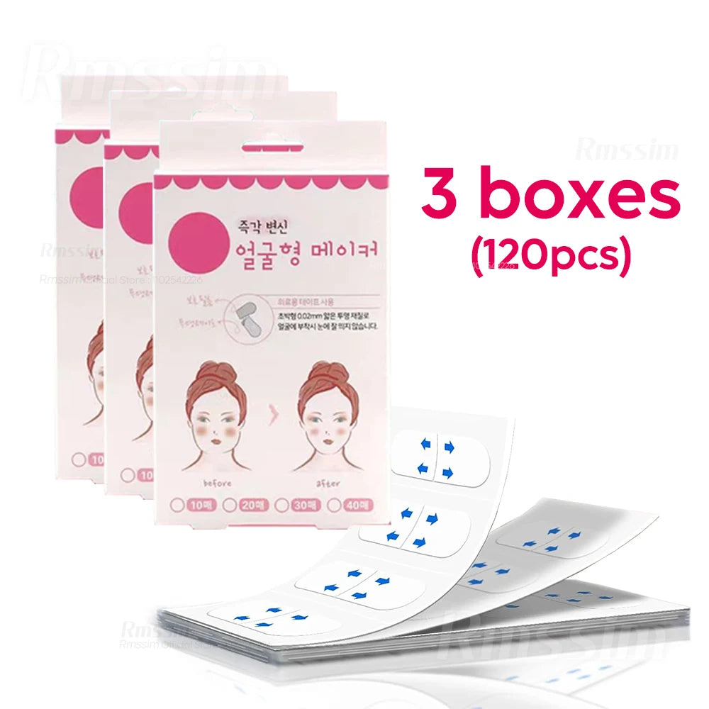 40-120PCS V-Shape Face Wrinkle Sagging Skin Adhesive Tape Lifting Face Stickers Invisible Transparent Thin Face Patche Lift Tool Peaceful Pleasures Health and Wellness 120Pcs with box