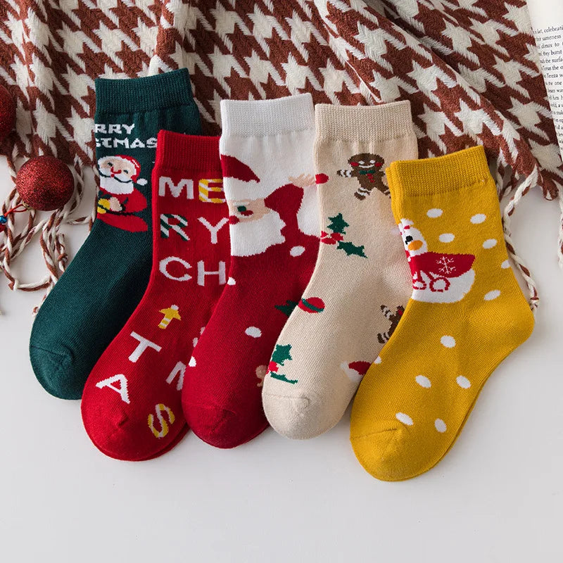 Kids Christmas Socks 5 Pairs | Cotton Santa Gift Ages 1–10