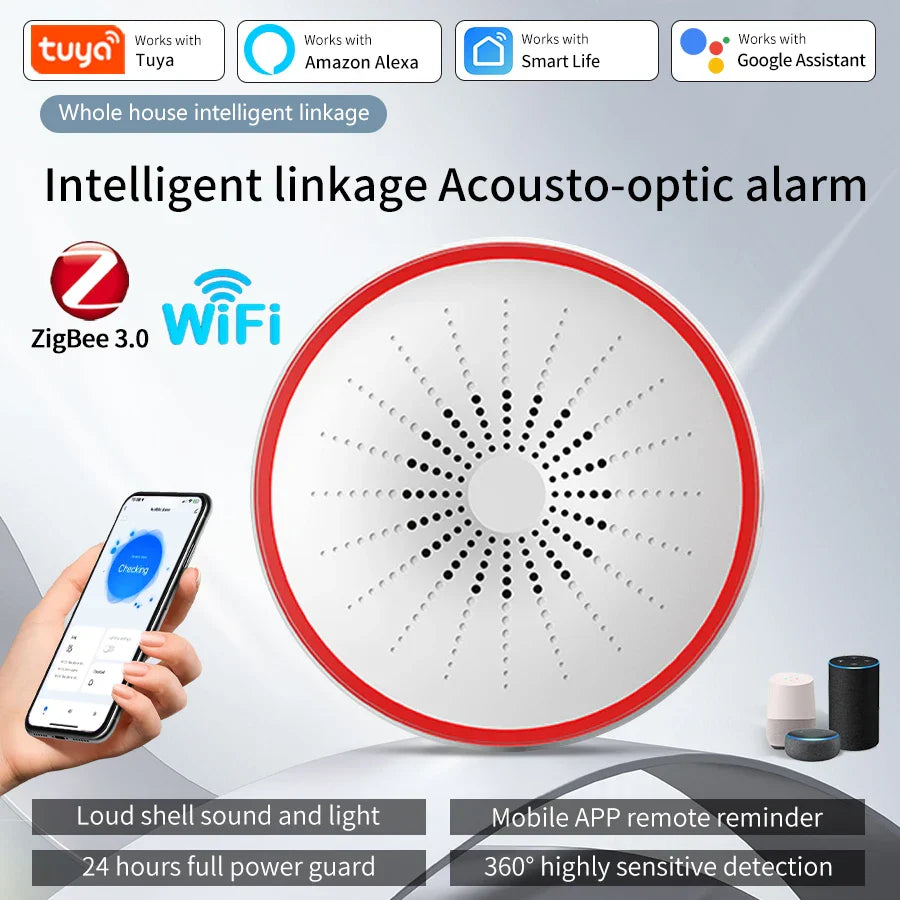 Tuya WiFi Zigbee Smart Siren Alarm 100dB – Alexa Compatible