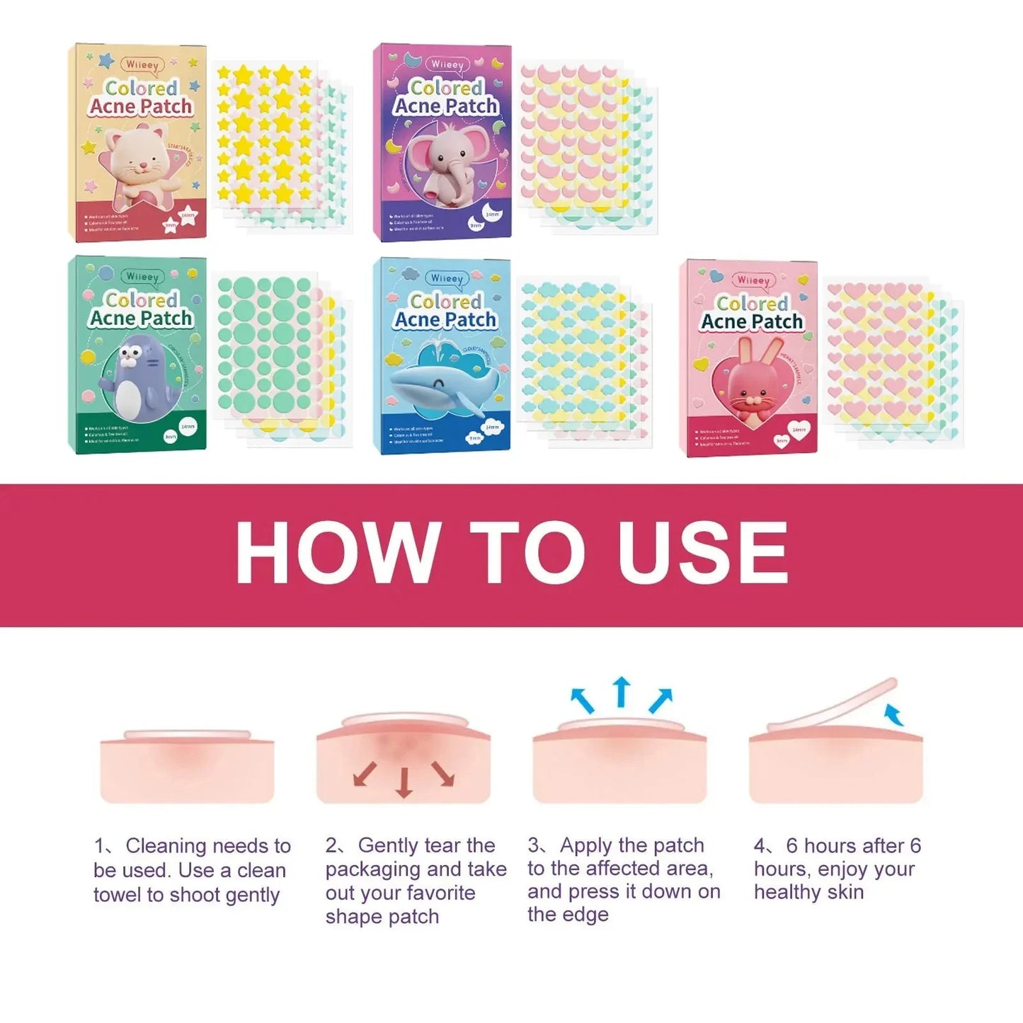 Wiieey Star Acne Patches – Colorful Pimple Stickers 144–288pc