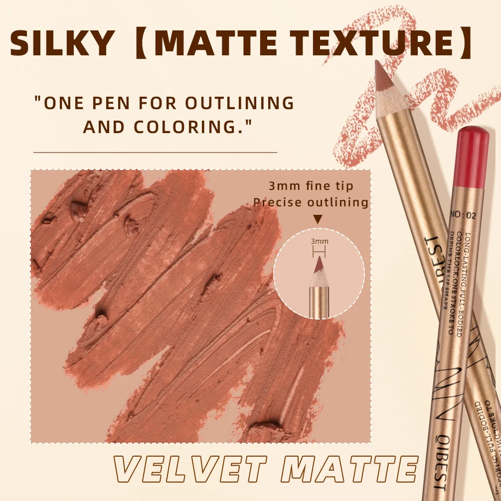 QIBEST 12 Colors Lipliner Pencil Sets Long Lasting Waterproof Matte Lipstick Pens Lip Liner Cosmetics Professional Makeup Tool Peaceful Pleasures Health and Wellness